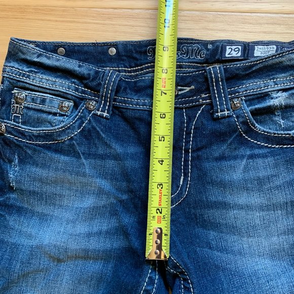 Miss Me "Zebra Hair" and Rhinestone Pocket Bootcut Jeans, Size 29 - Picture 5 of 8